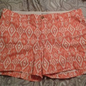 Orange and white tribal shorts